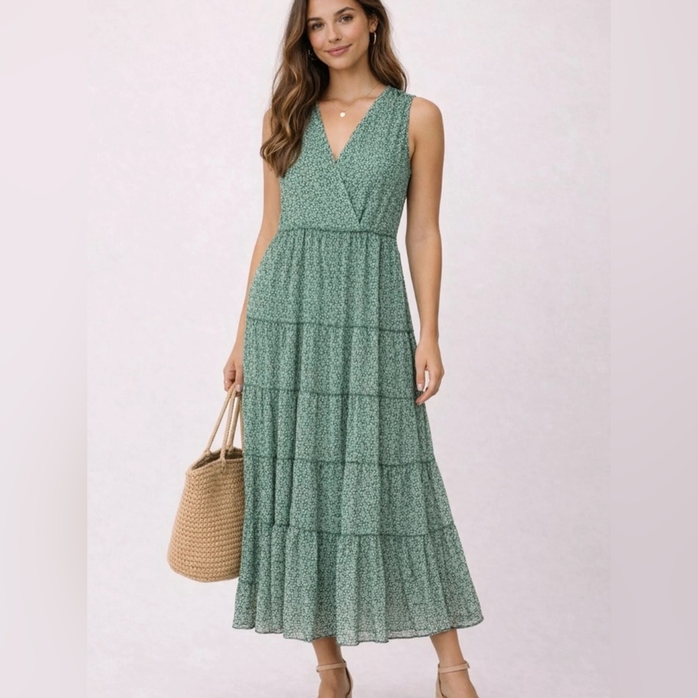 Max studio printed tiered dress